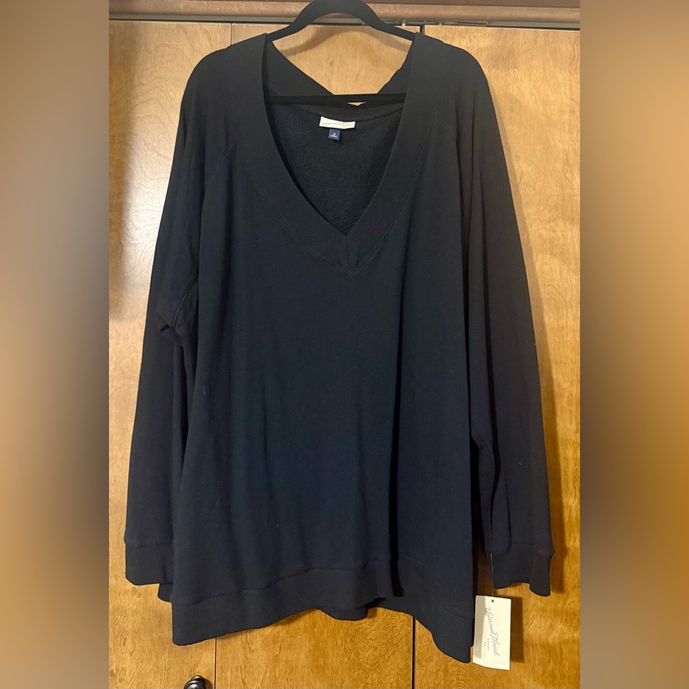 Universal Thread Black V-Neck Long Sleeve Pullover